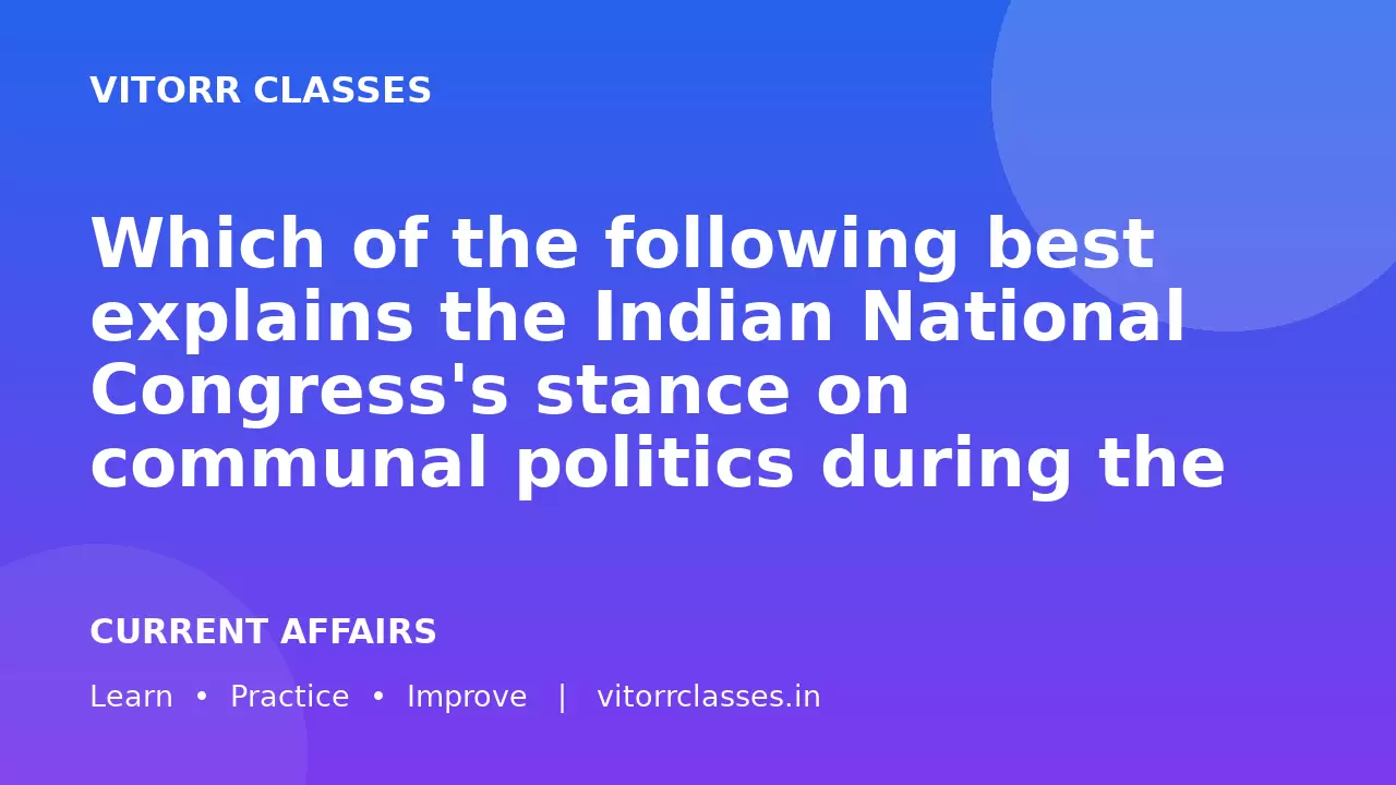 Which of the following best explains the Indian National Congress's stance on communal politics during the Moderate phase?