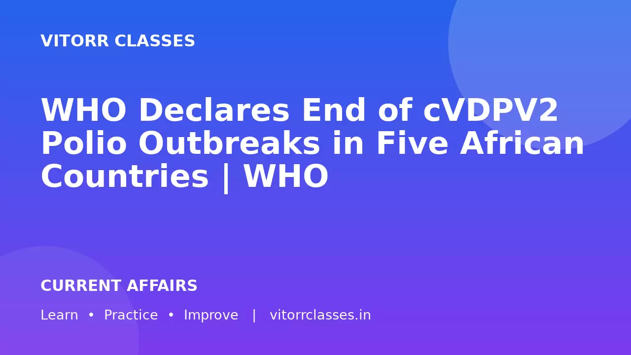 WHO Declares End of cVDPV2 Polio Outbreaks in Five African Countries | WHO ने 5 African Countries में cVDPV2 Polio Outbreaks समाप्त घोषित किए