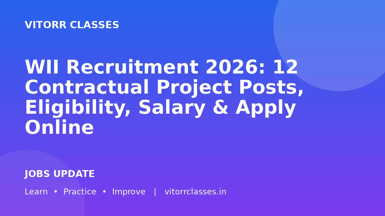 WII Recruitment 2026: 12 Contractual Project Posts, Eligibility, Salary & Apply Online